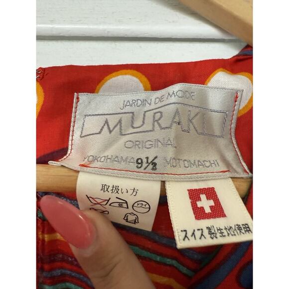 Vintage 80s Japanese Red Polka Dot Midi Dress Maximalist Yokohama Streetwear - Picture 9 of 13